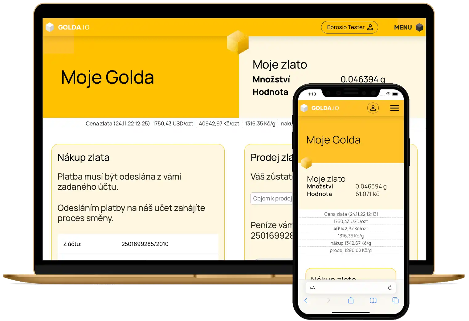 Golda - jednoduchý způsob spoření do zlata, který funguje na počítači i mobilním telefonu